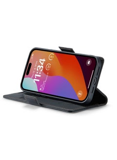 CaseMe Flip Wallet Case For iPhone 13 Pro Max [RFID Blocking] PU Leather Wallet Flip Folio Case with Card Holder Kickstand Shockproof Phone Cover (Black)  - Image 4