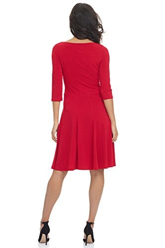 Rekucci Women's Flippy Fit N' Flare Dress with 3/4 Sleeves (8, Cherry) - Image 3