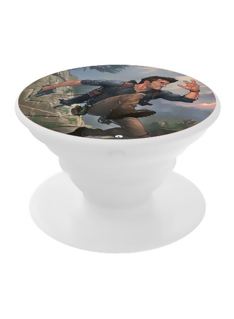 RKN Printed Pop Up Finger Grip Phone Holder White/Grey/Brown - Image 2