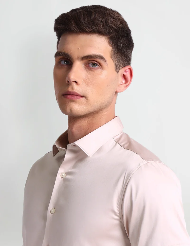 Arrow Pink Brooklyn Ultra Slim Fit Solid Shirt for Men | Best Price UAE