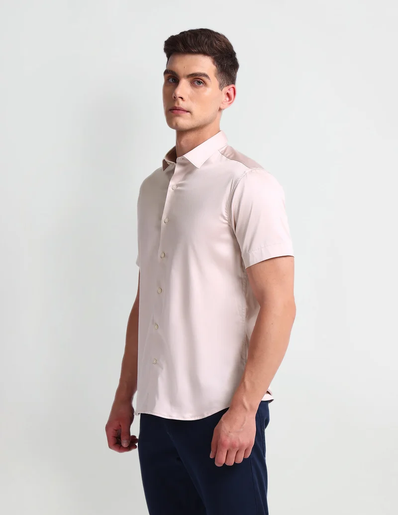 Arrow Pink Brooklyn Ultra Slim Fit Solid Shirt for Men | Best Price UAE