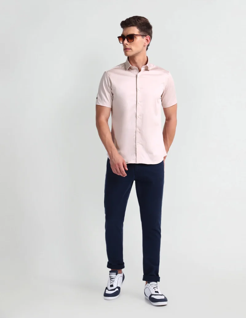 Arrow Pink Brooklyn Ultra Slim Fit Solid Shirt for Men | Best Price UAE