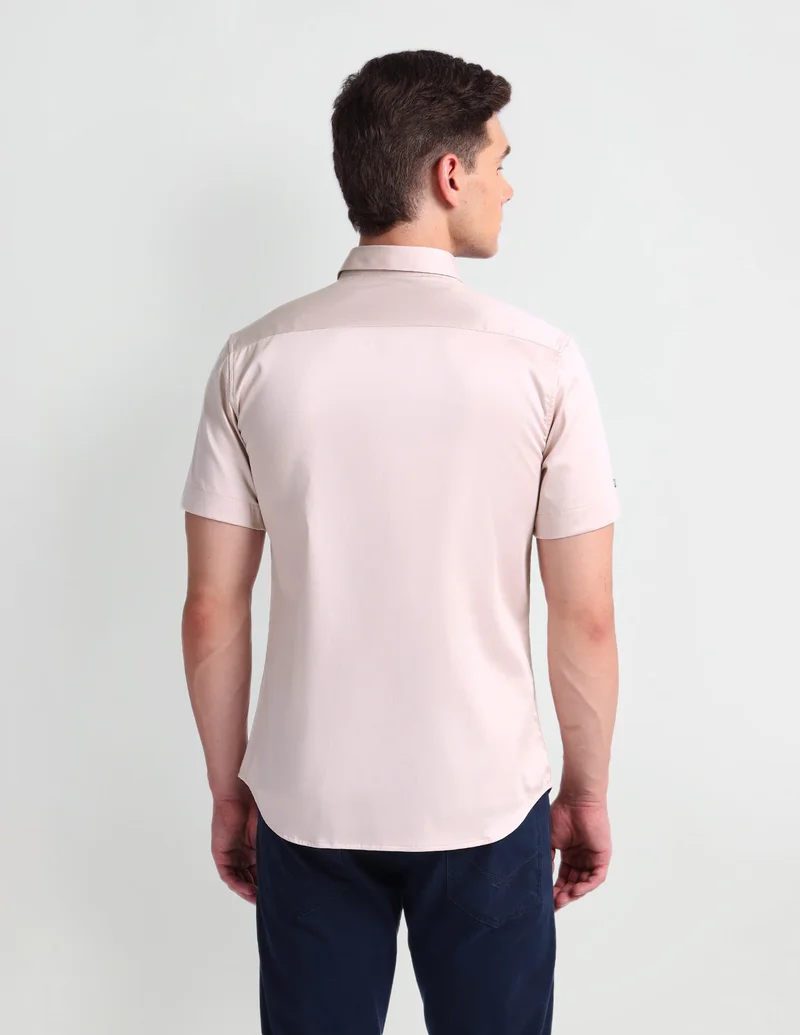 Arrow Pink Brooklyn Ultra Slim Fit Solid Shirt for Men | Best Price UAE