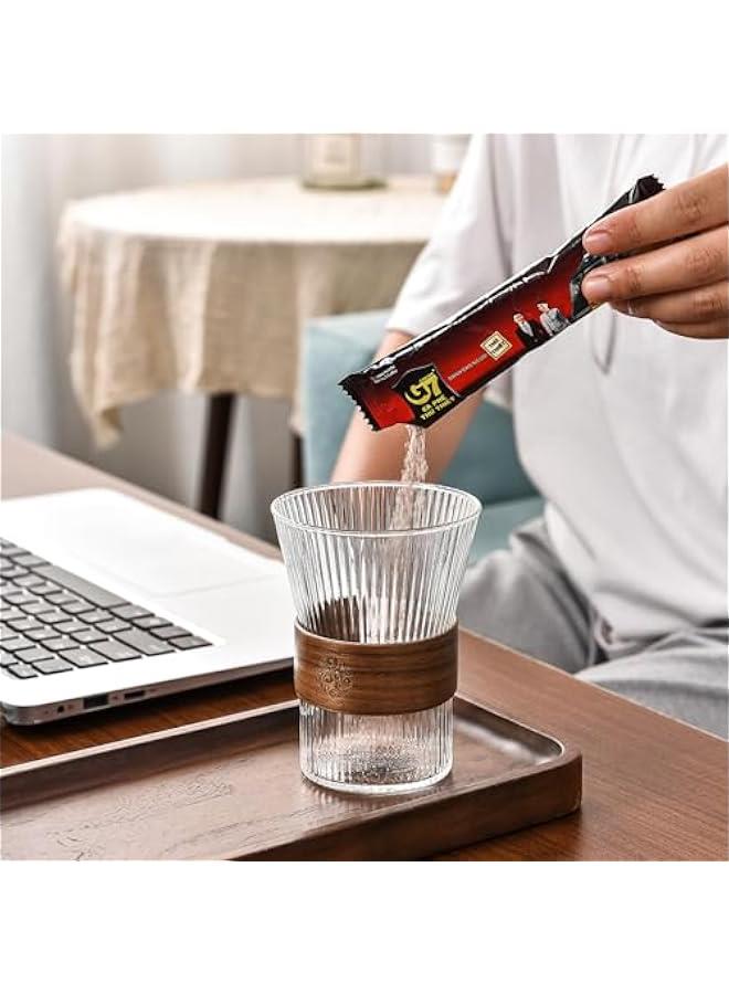 Vertical wood ring insulated coffee cup, glass water cup, wide mouth reusable cup, suitable for latte cappuccino, tea, milk, beer mug,water mug， hot and cold drinks.  - Image 3