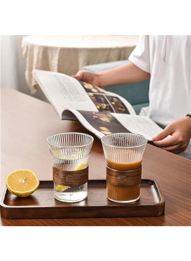Vertical wood ring insulated coffee cup, glass water cup, wide mouth reusable cup, suitable for latte cappuccino, tea, milk, beer mug,water mug， hot and cold drinks.  - Image 4
