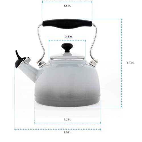 Chantal Tea Kettle, Vintage Series, Enamel on Steel, Whistling (Fade Grey) - Image 3