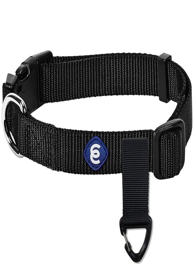 Blueberry Pet Essentials Small Dog Collar & Key Holder Set | Adjustable Black Nylon Collar for Small Dogs | Classic Solid Color Design with Matching Accessory - Image 1