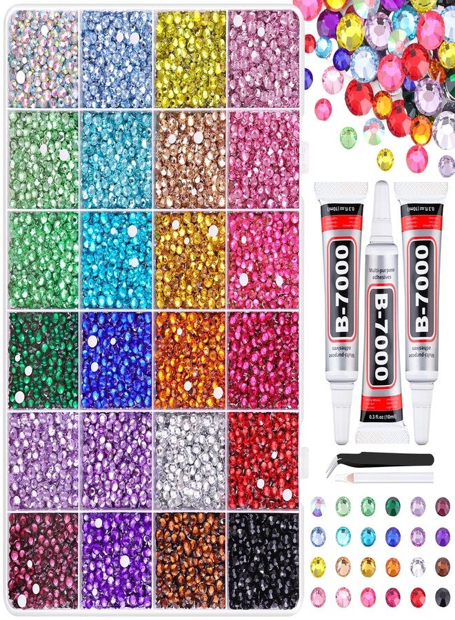 TINKRSTUFF Bedazzling Resin Rhinestones with Tweezers, Colorful 2/3/4mm Rhinestones for Crafts, with 3pcs 10ml B7000 Jewelry Glue for Crafts, Clothing, Cups, Shoes, Fabric, Nail Art, 22000 - Image 1