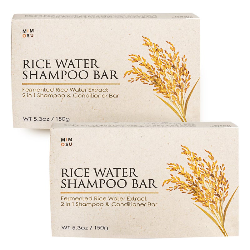 mimosu Fermented Rice Water Shampoo Bar â€“ 2-Pack pH Balanced Unscented Solid Shampoo for hair growth, Nourishing, Eco-Friendly Korean Hair Care for Sensitive Scalp - Image 1