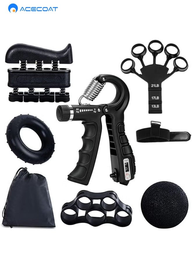 ACECOAT 7 Pcs Hand Grip Strength Trainer Kit, Hand Grip Strengthener, Hand Extension Exerciser, Finger Stretcher, Stress Relief Ball and Forearm Workout Ring for Muscle Building and Injury Recover7 Pcs Hand Grip Strength Trainer Kit, Hand Grip Strengthener, Hand Extension Exerciser, Finger Stretcher, Stress Relief Ball and Forearm Workout Ring for Muscle Building and Injury Recover - Image 1