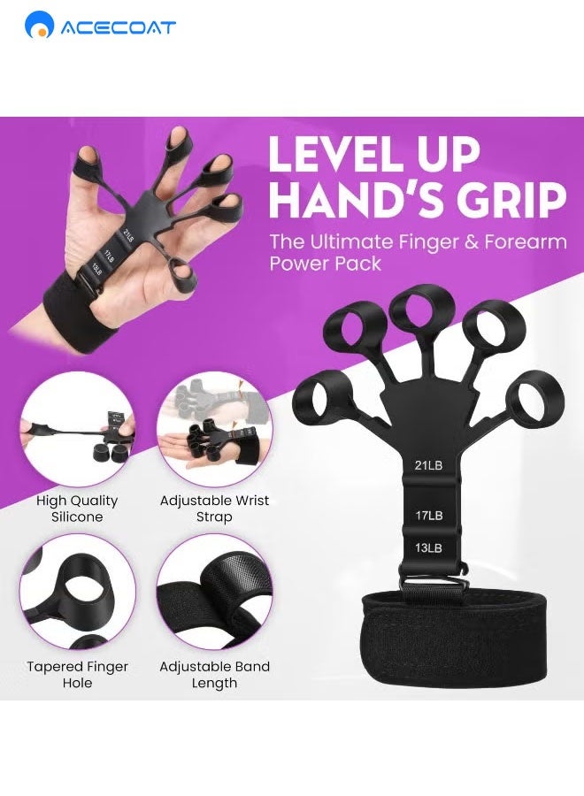 ACECOAT 7 Pcs Hand Grip Strength Trainer Kit, Hand Grip Strengthener, Hand Extension Exerciser, Finger Stretcher, Stress Relief Ball and Forearm Workout Ring for Muscle Building and Injury Recover7 Pcs Hand Grip Strength Trainer Kit, Hand Grip Strengthener, Hand Extension Exerciser, Finger Stretcher, Stress Relief Ball and Forearm Workout Ring for Muscle Building and Injury Recover - Image 2