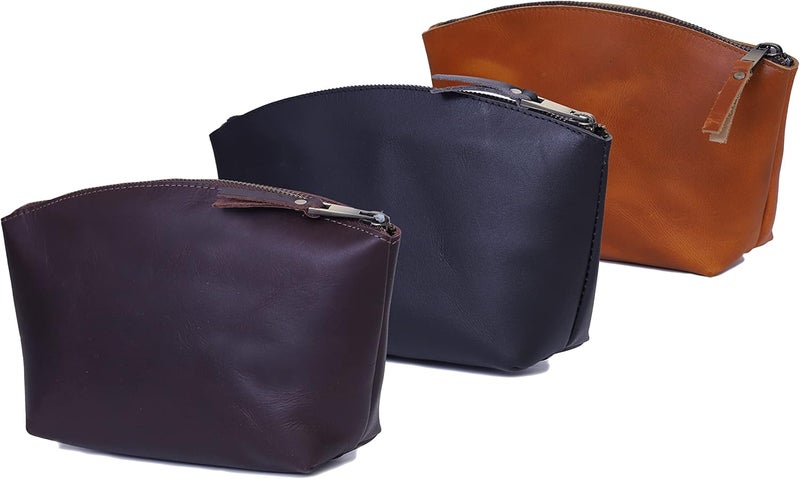 Cuero Leather Travel Organizer Makeup Pouch Set - Image 1