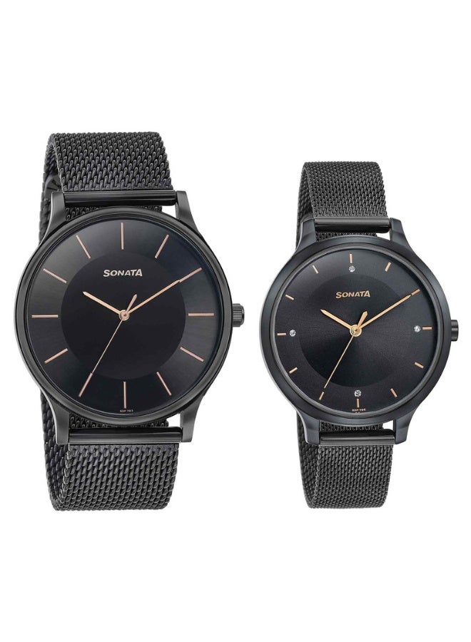 Sonata 7710587050NM02 Men’s Watch – Black Dial, Two-Tone Stainless Steel Bracelet, Quartz Movement, 3 ATM Water Resistance - Image 2