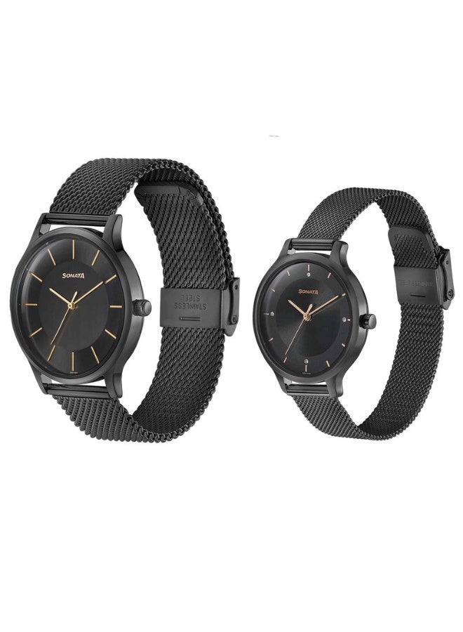 Sonata 7710587050NM02 Men’s Watch – Black Dial, Two-Tone Stainless Steel Bracelet, Quartz Movement, 3 ATM Water Resistance - Image 3