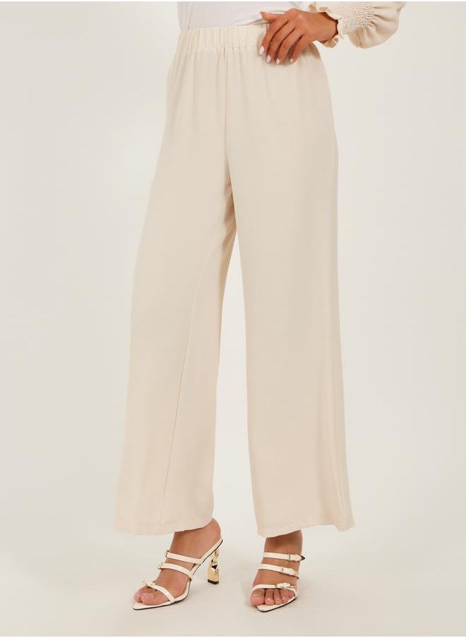 Styli Bishop Sleeve Buttoned Longline Shirt with Wide Leg Pants Set  - Image 5