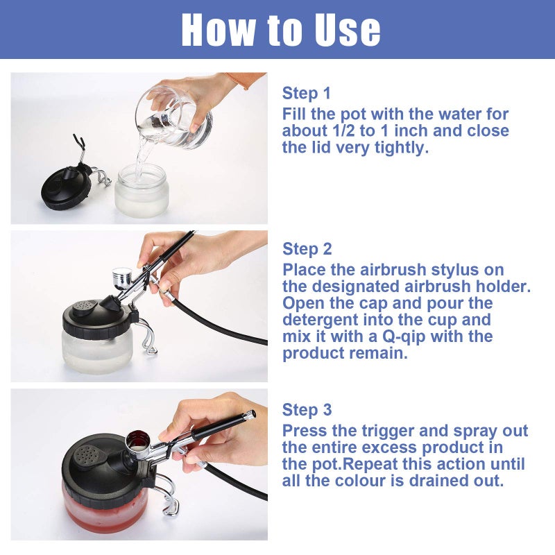 AGPTEK Airbrush Cleaning Kit - Glass Cleaning Pot, Filters, Scraper Needle, Tube Brushes - Image 5