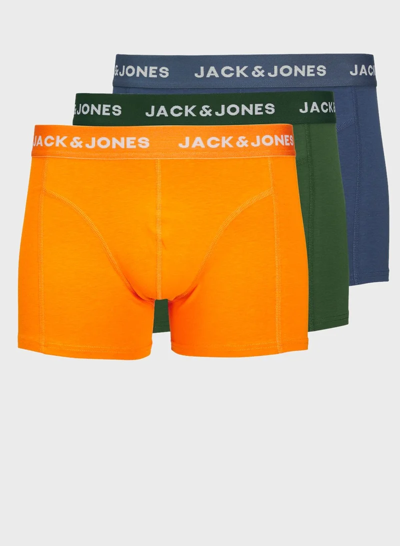 JACK & JONES Jackex 3 Pack Assorted Logo Band Trunks