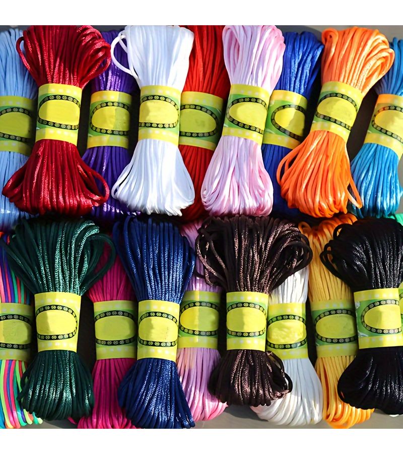 Golden 2.5mm Satin Nylon Braided Rope 20m for Jewelry Making DIY Knotting Cord - Image 1