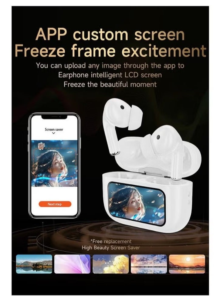 W&O - ANC TWS Bluetooth 5.4 Wireless In-Ear Headset Ultra-Low Latency Music Bluetooth Earphones and 360° Stereo Sound Bluetooth Earbuds with Touch Screen Display Bluetooth Headphones with TIK TOK Control - Image 1