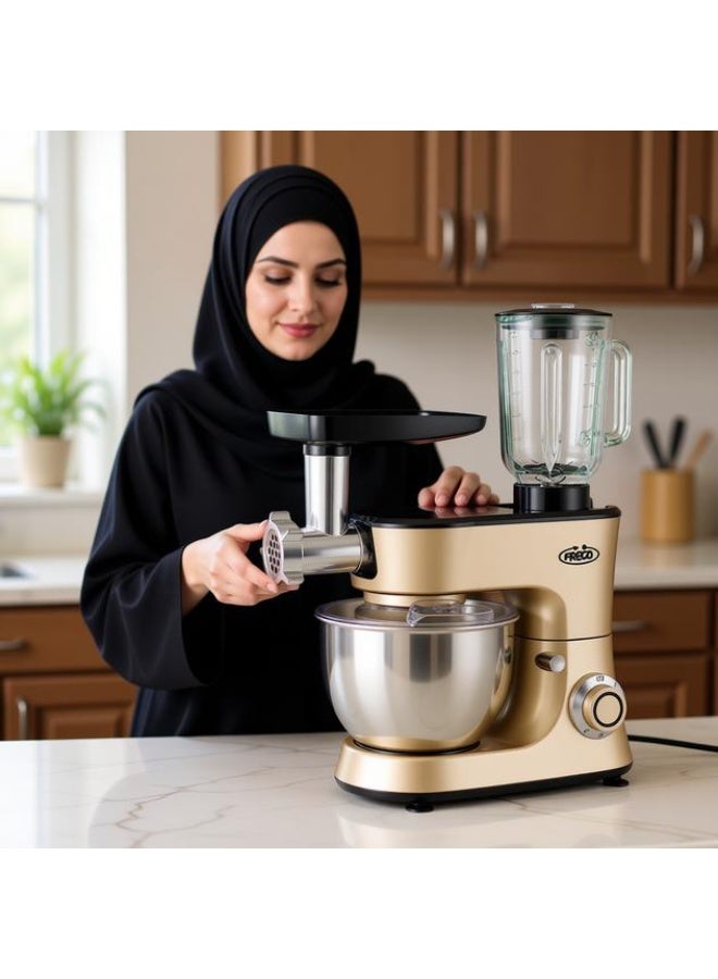 Frego Stand Mixer 1000W | 6-Speed Kitchen Food Mixer Machine | 4.8L Bowl, Meat Grinder, Dough Hook, Whisk & Beater - Image 2
