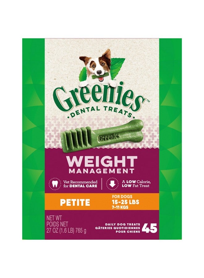 Greenies Weight Management Petite Natural Dog Dental Care Chews Weight Control Dog Treats, 27 oz. Pack (45 Treats) - Image 1