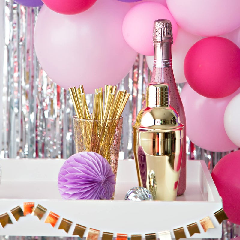 ALINK Gold Foil Paper Straws  Biodegradable Disposable Drinking Straws for Birthday  Wedding  Bridal/Baby Shower  Christmas Decorations and Party Supplies  Pack of 100 - Image 4