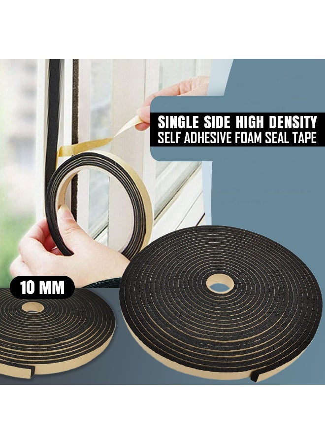 High Density Self Adhesive Foam Seal Tape 10mm – Weatherproof Door Window Insulation Strip for Noise Reduction, Gap Blocking, Dust & Air Seal - Image 1