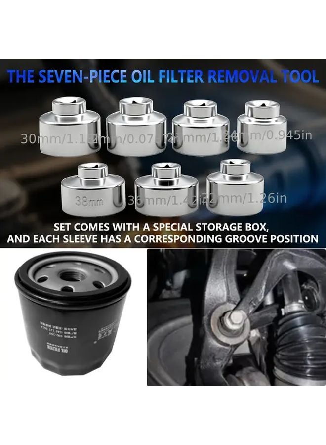 7 Pcs Oil Filter Socket Wrench Set 24mm 27mm 29mm 30mm 32mm 36mm 38mm Universal DIY Tools - Image 5