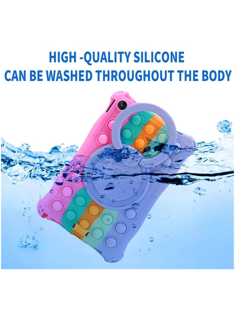 Case Compatible with Lenovo Tab M10 3rd Gen 10.1 inch (TB-328FU/TB-328XU) 2022 Kids Soft Silicon 360 Rotating Ring Stand Cover with Should Strap and Pen - Image 1