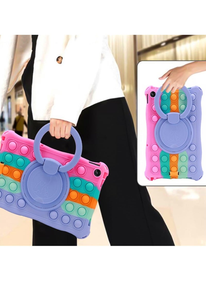 Case Compatible with Lenovo Tab M10 3rd Gen 10.1 inch (TB-328FU/TB-328XU) 2022 Kids Soft Silicon 360 Rotating Ring Stand Cover with Should Strap and Pen - Image 5