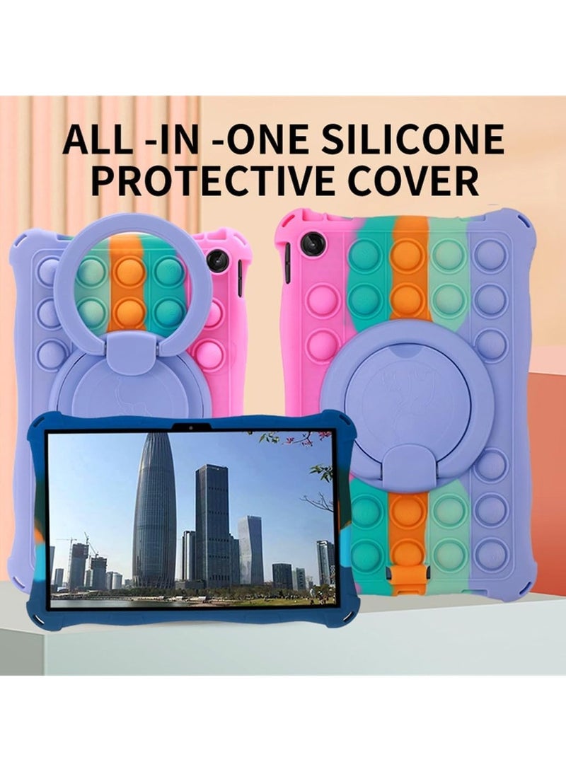 Case Compatible with Lenovo Tab M10 3rd Gen 10.1 inch (TB-328FU/TB-328XU) 2022 Kids Soft Silicon 360 Rotating Ring Stand Cover with Should Strap and Pen - Image 2