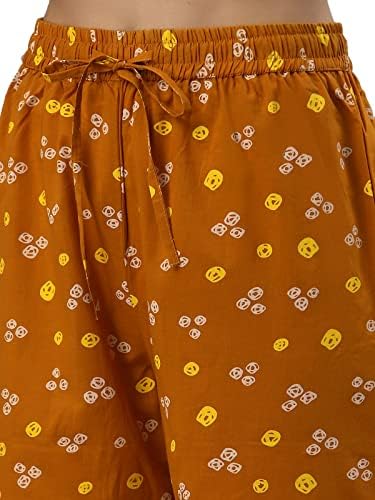 Yash Gallery Women's Cotton Straight Bandhani Printed Night Suit for Women (Yellow, XS) - Image 4