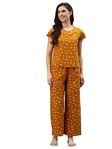 Yash Gallery Women's Cotton Straight Bandhani Printed Night Suit for Women (Yellow, XS) - Image 1