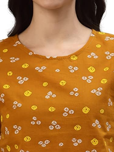 Yash Gallery Women's Cotton Straight Bandhani Printed Night Suit for Women (Yellow, XS) - Image 3