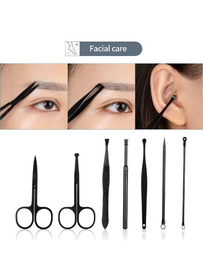 Rozino 18 PCS Classic Black Stainless Steel Manicure Set for Hands, Feet & Face Care - Image 4