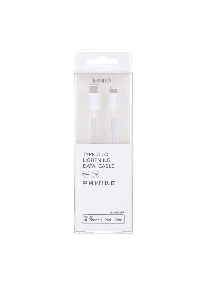Miniso 1.0m Fast Charge CHARGE & SYNC CABLE WITH TYPE-C TO LIGHTNING CONNECTOR(White) 