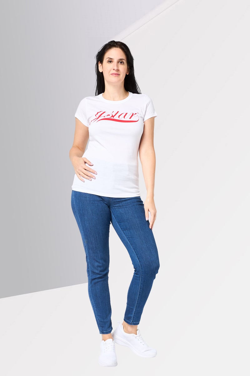 G-Star RAW Women Crew Neck Short Sleeve Graphic Print T-Shirt, White - Image 2