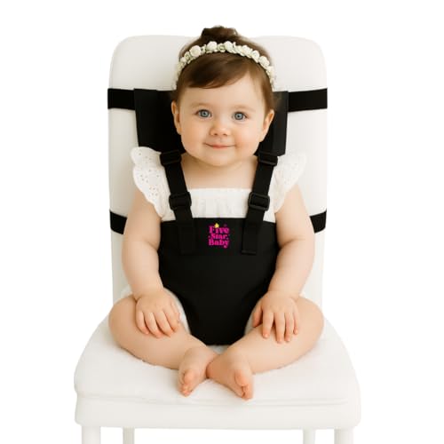 FiveStarBaby Portable Baby Chair Strap Travel Dining Seat Cover for Babies Toddlers Portable Baby Chair for Travel Compact Foldable Baby Seat Cover Black - Image 1