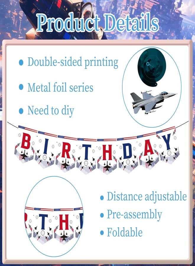Rakuto Airplane Birthday Party Decorations - 11PCS Fighter Jet Banners Bday Decoration Top Gu Hanging Swirls Decor for Aircraft Airplane Party Supplies - Image 3
