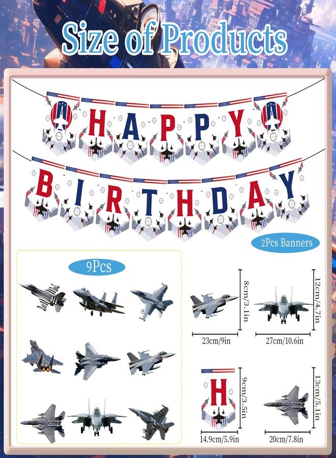 Rakuto Airplane Birthday Party Decorations - 11PCS Fighter Jet Banners Bday Decoration Top Gu Hanging Swirls Decor for Aircraft Airplane Party Supplies - Image 2