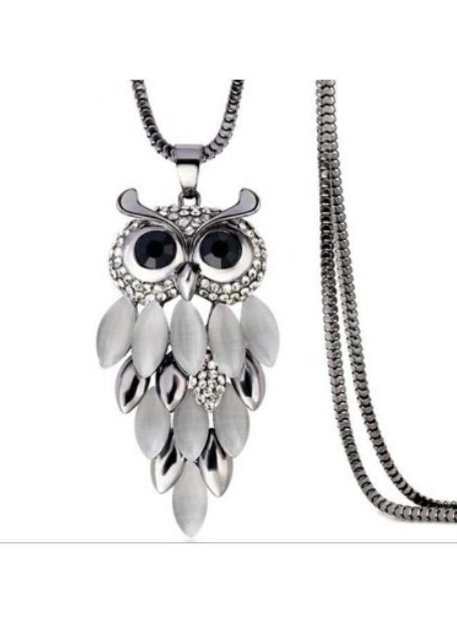 NIBEMINENT European and American Style Long Owl Sweater Necklace