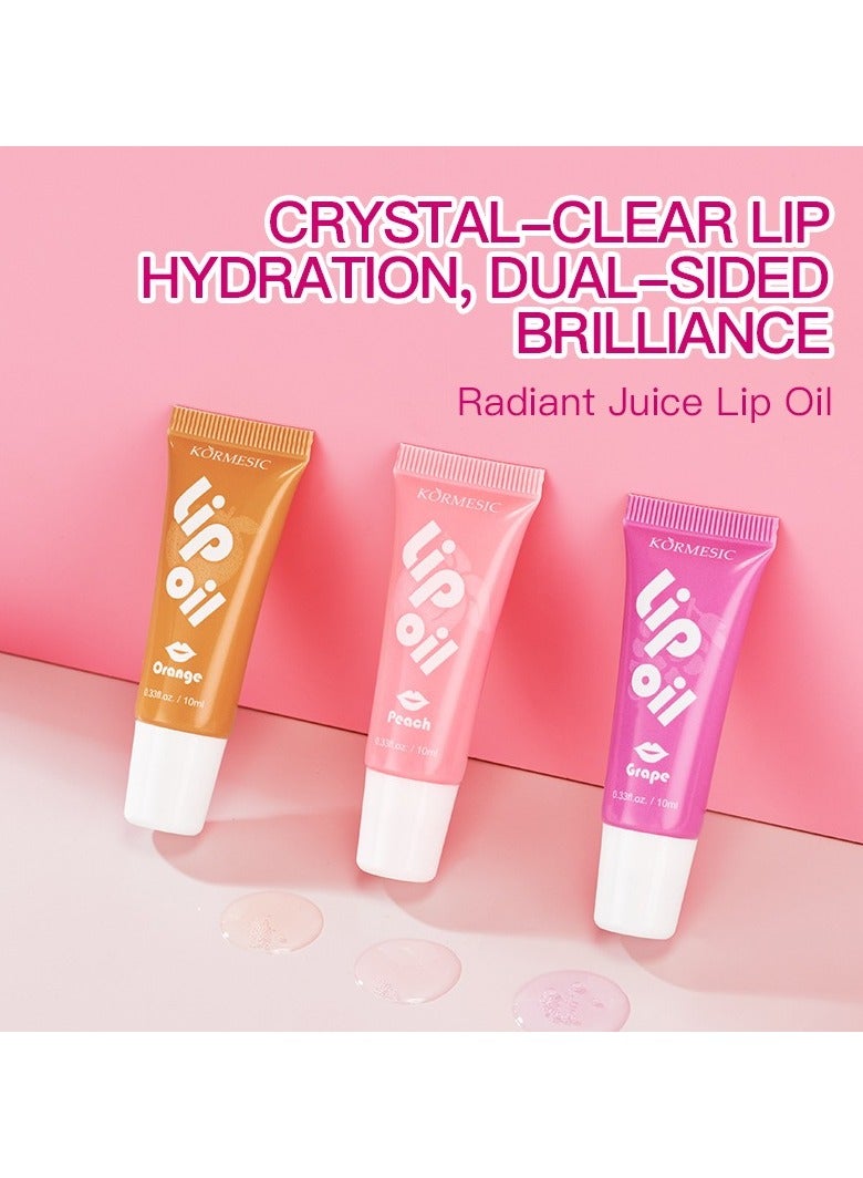 Kormesic زيت عصير الشفاه الملون-مجموعة من 3 قطع ، ترطيب وتغذية العناية بالشفاه - Image 2