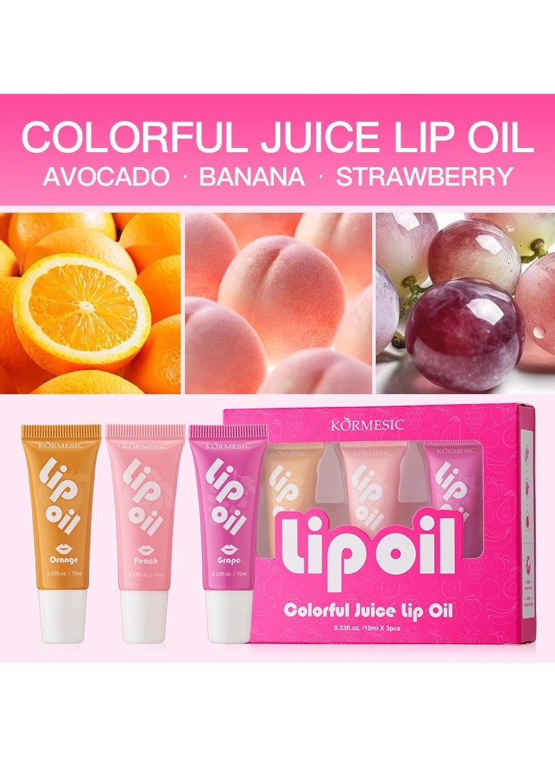 Kormesic زيت عصير الشفاه الملون-مجموعة من 3 قطع ، ترطيب وتغذية العناية بالشفاه - Image 4