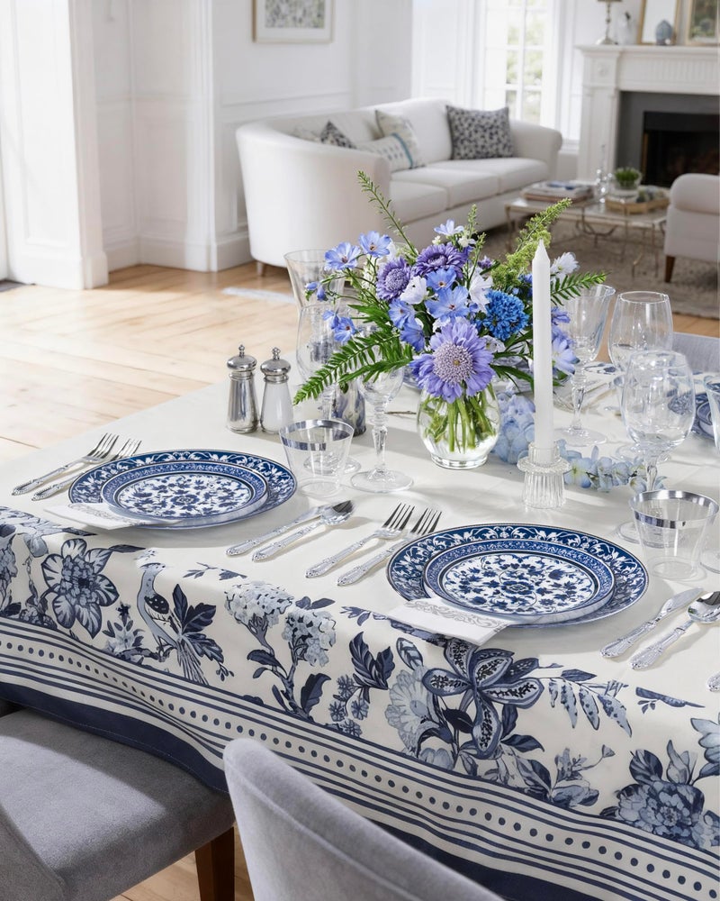 Hioasis 60pcs Blue Plastic Plates Set - Floral Blue & White Porcelain Design, 10.25" Dinner & 7.5" Dessert Plates Disposable for Wedding (Dishwasher Safe, Art Style) - Image 4