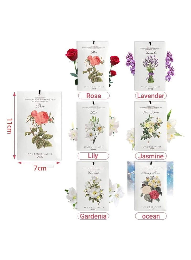 رات سو 6 قطع من أكياس العطر المعطرة لتنقية الروائح في خزانة الملابس والسيارة والأدراج والخزائن بعطر اللافندر والورد والياسمين الطبيعي الذي يدوم لفترة طويلة - Image 2