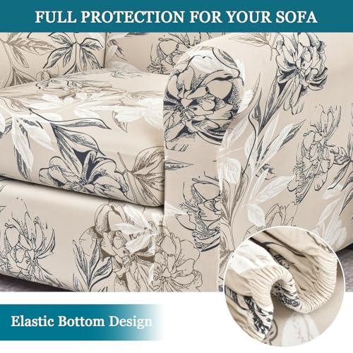 FUANGUI 2 Piece Chair Covers Stretch Arm Covers Chair Couch Covers, Armchair Slipcover with Separate Chair Cushion Cover, Floral Washable Chair Protector for Living Room (Armchair, Flower Shadow) - Image 4