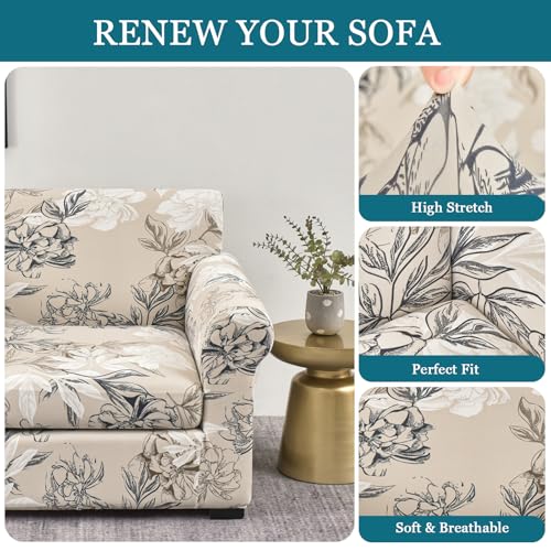 FUANGUI 2 Piece Chair Covers Stretch Arm Covers Chair Couch Covers, Armchair Slipcover with Separate Chair Cushion Cover, Floral Washable Chair Protector for Living Room (Armchair, Flower Shadow) - Image 3