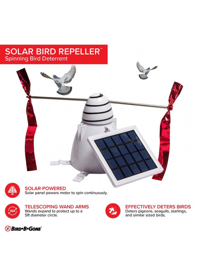 BIRD.B.GONE Bird B Gone - Solar Bird Repeller - Spinning Bird Deterrent with Telescoping Arms - Prevents Birds from Landing - Humane Repellent - Portable Design - for Boats, Patios, AC Units, Etc - Solar Powered  - Image 2