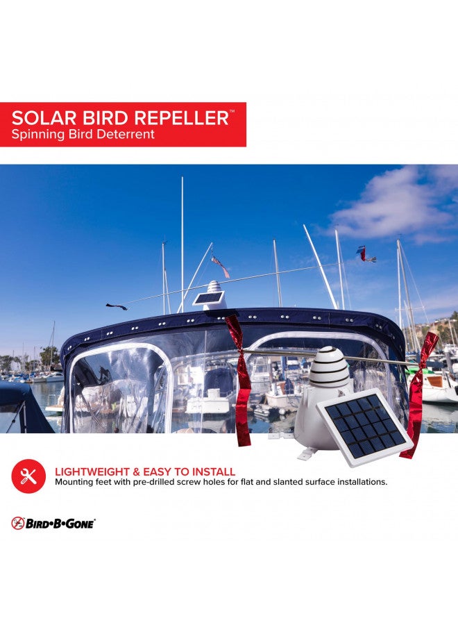 BIRD.B.GONE Bird B Gone - Solar Bird Repeller - Spinning Bird Deterrent with Telescoping Arms - Prevents Birds from Landing - Humane Repellent - Portable Design - for Boats, Patios, AC Units, Etc - Solar Powered  - Image 3