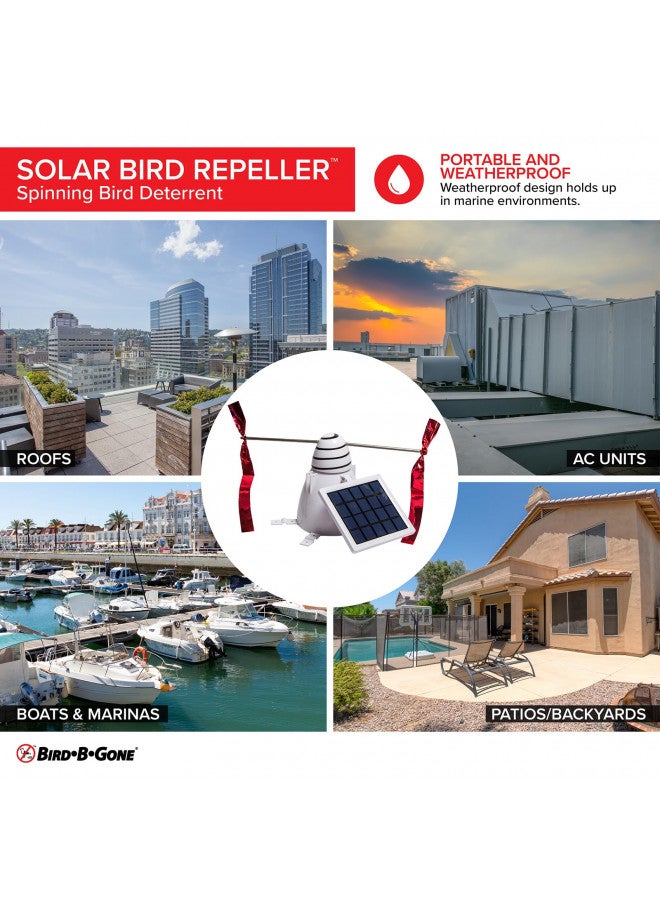 BIRD.B.GONE Bird B Gone - Solar Bird Repeller - Spinning Bird Deterrent with Telescoping Arms - Prevents Birds from Landing - Humane Repellent - Portable Design - for Boats, Patios, AC Units, Etc - Solar Powered  - Image 4